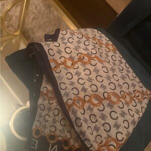 Celine Chain Motif Scarf in Black and Gold